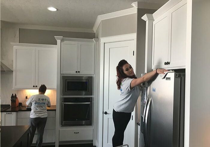 cleaning kitchen